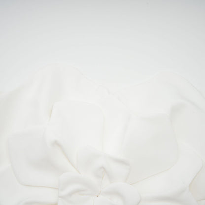 Flora Elegance Beyaz 3D Çiçek Detaylı Straplez Bluz Siaora