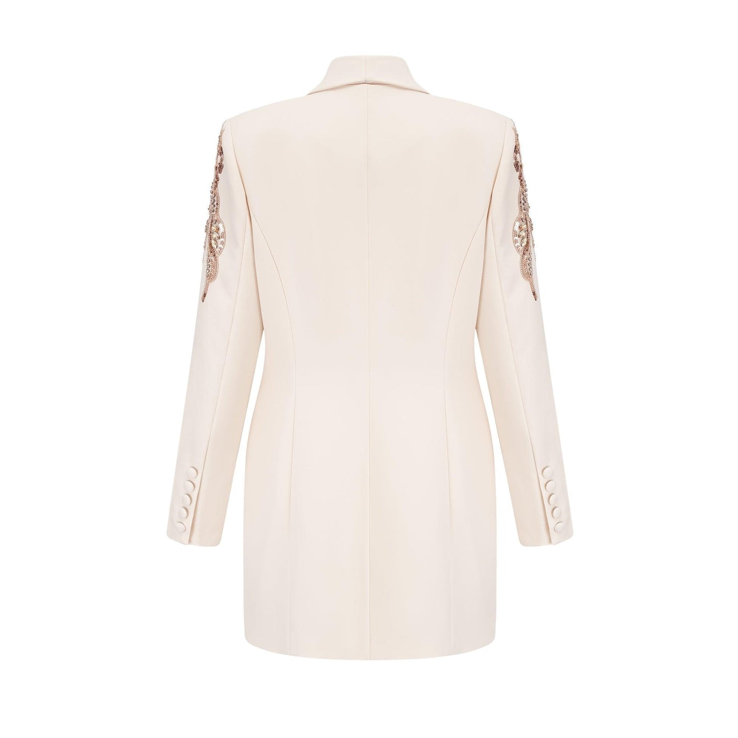 Opulent Grace İşlemeli Krem Blazer Elbise Siaora