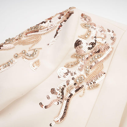Opulent Grace İşlemeli Krem Blazer Elbise Siaora