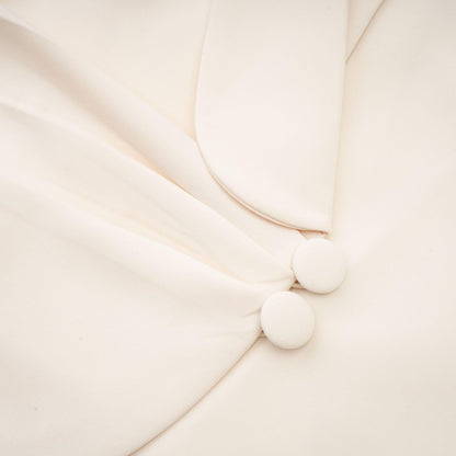 Opulent Grace İşlemeli Krem Blazer Elbise Siaora