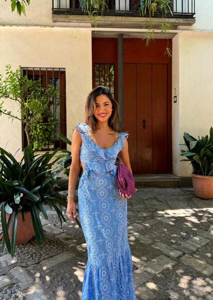 Camila Fırfırlı Uzun Elbise Niebbla