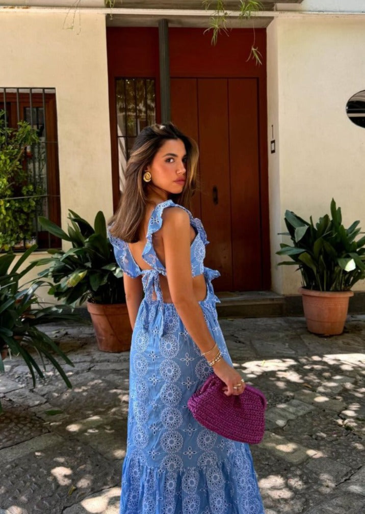 Camila Fırfırlı Uzun Elbise Niebbla