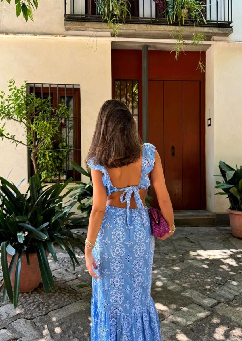 Camila Fırfırlı Uzun Elbise Niebbla