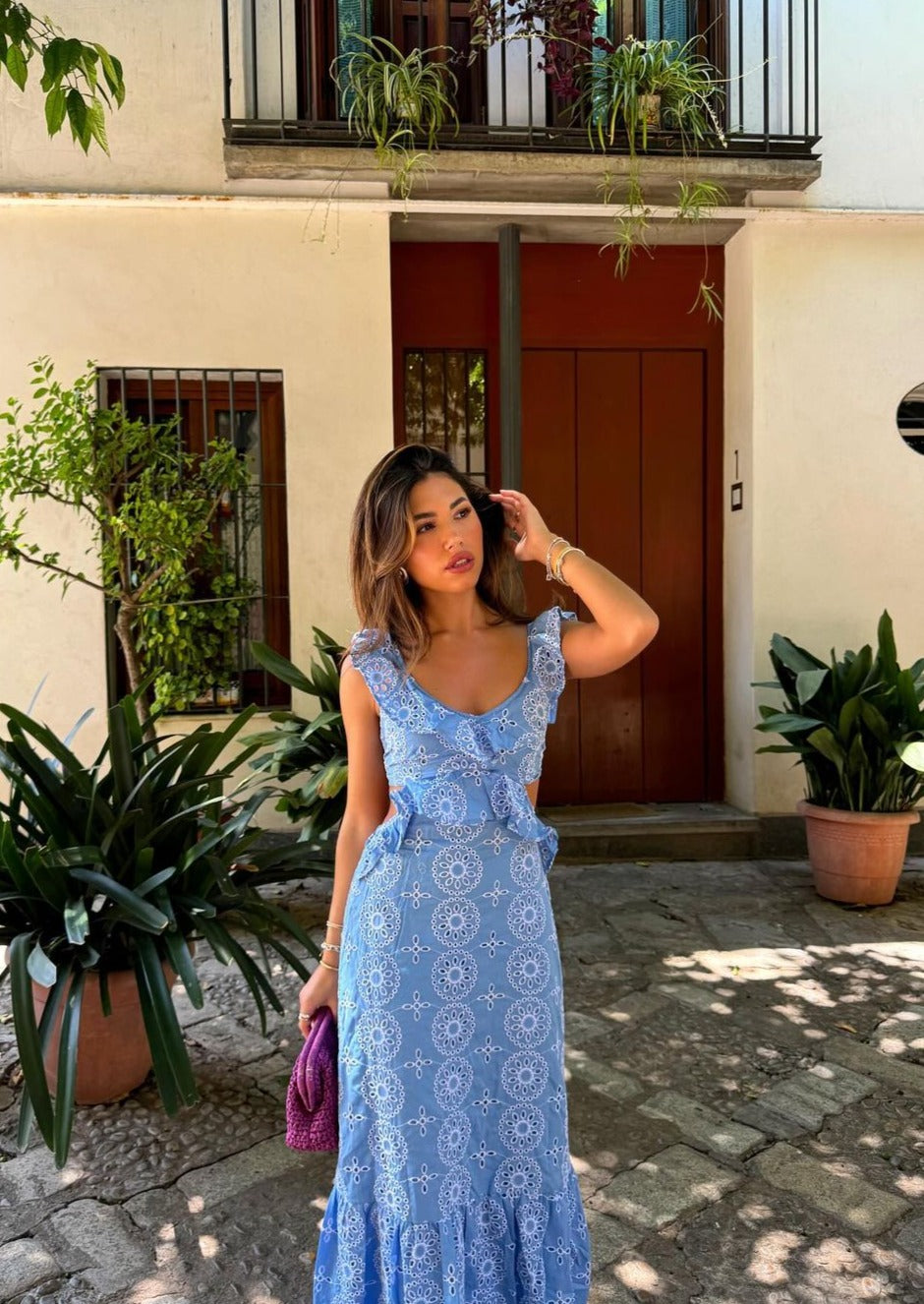 Camila Fırfırlı Uzun Elbise Niebbla