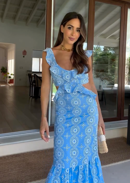 Camila Fırfırlı Uzun Elbise Niebbla
