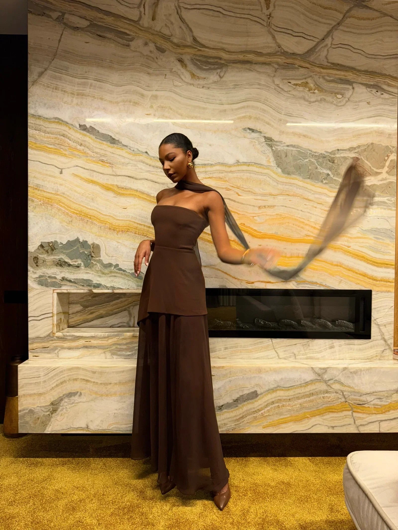 Elodie - Strapless Şifon Elbise Mağazam