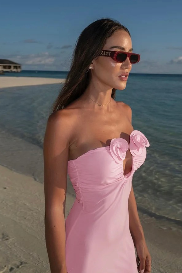 Caprice Göğüs Gül Detaylı Elbise Siaora