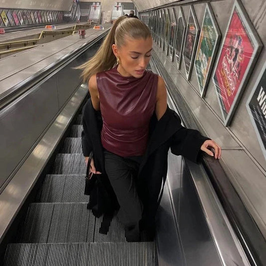 Solira - Lüks Slim-fit Deri Üst