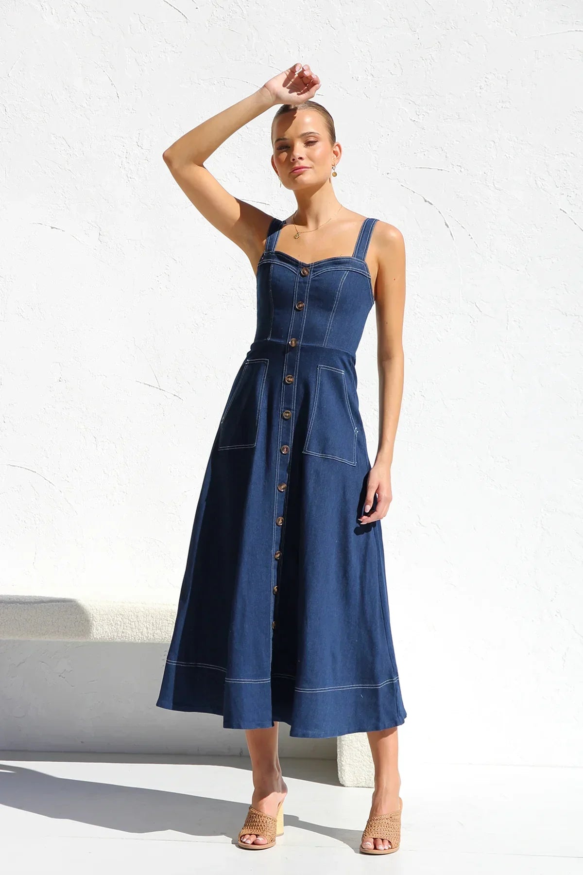 Heavenly Denim Maxi Elbise Siaora