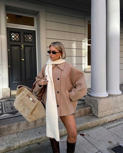 Zadie - Cepli Oversize Düğmeli Palto