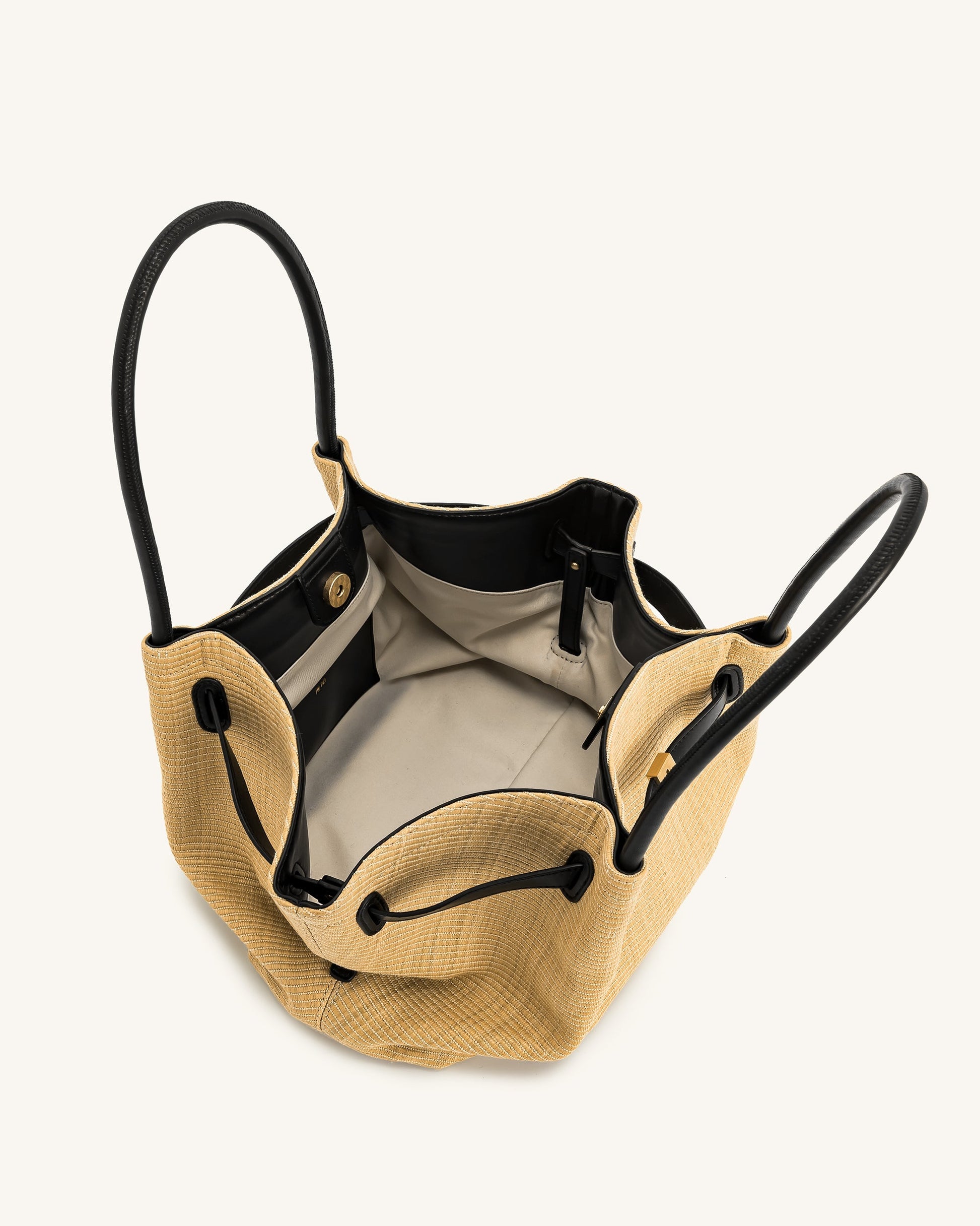 Hana Orta Boy Sahte Hasır Tote Çanta Açık Bej Hasır Niebbla