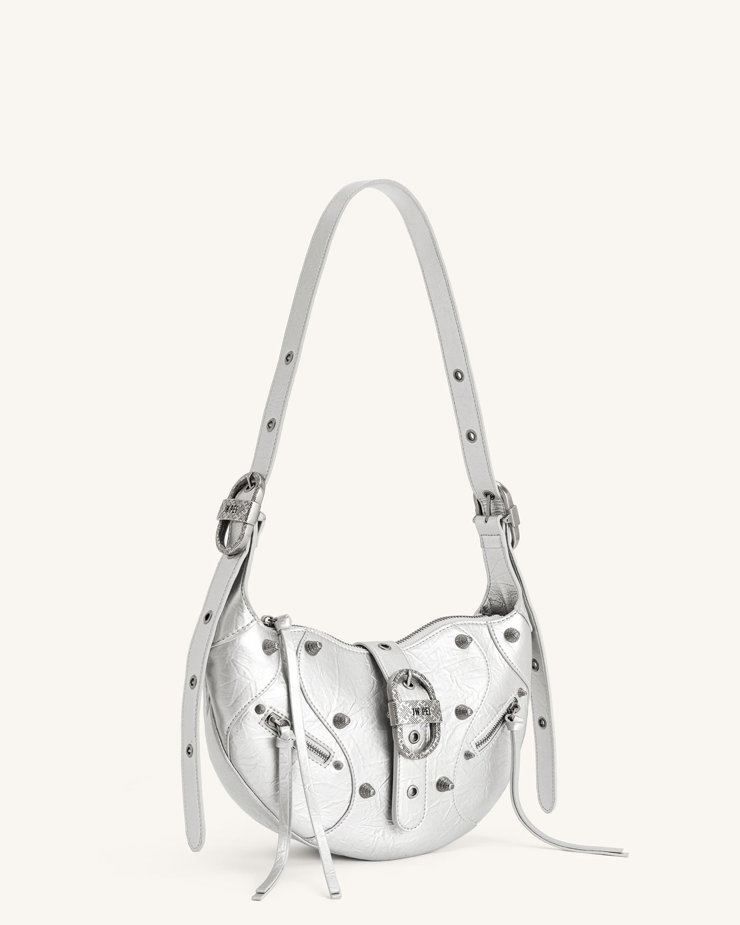 Tessa Metalik Pileli Omuz Çantası Gümüş Niebbla