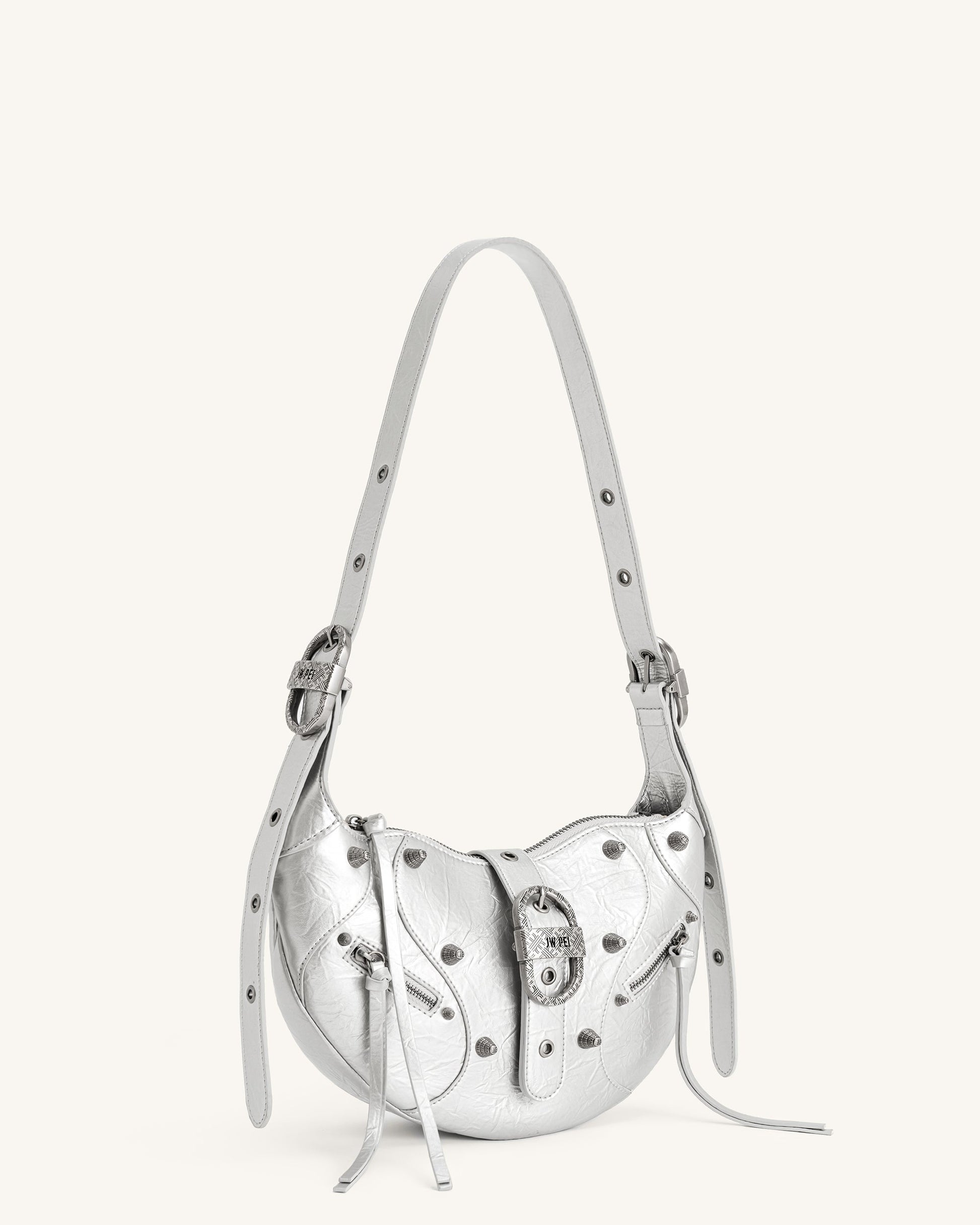 Tessa Metalik Pileli Omuz Çantası Gümüş Niebbla