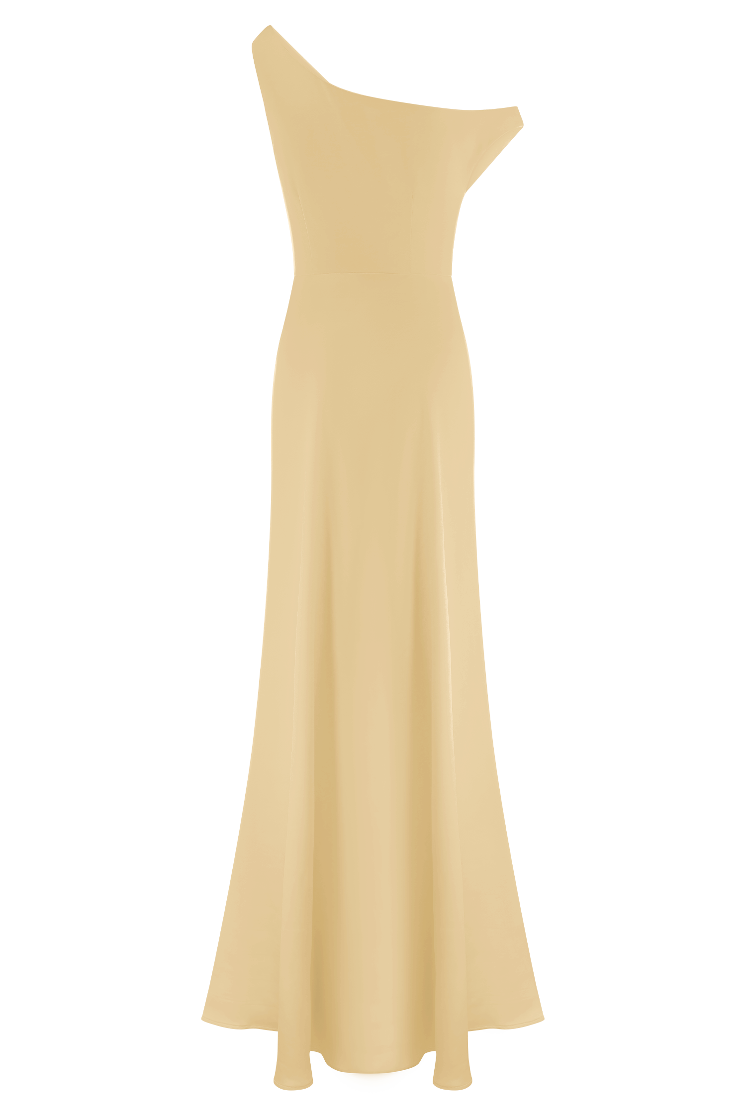 ROF Jacinta Tek Omuz Uzun Elbise - Pastel Limon Shine Aura