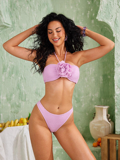 Jojo Gofre Çiçek Bikini Üç Parçalı Takım Niebbla