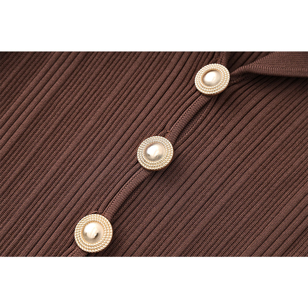 Yaka Metal Detaylı Örgü Uzun Elbise THESVELTECHIC