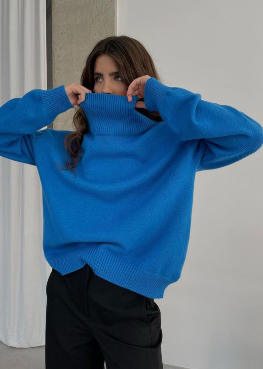 Luxe Nervürlü Balıkçı Yaka Kazak Niebbla