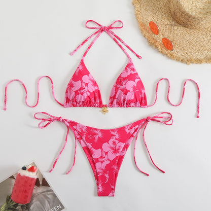 Çift Taraflı Baskılı Boyun Askılı Bikini Takımı Niebbla