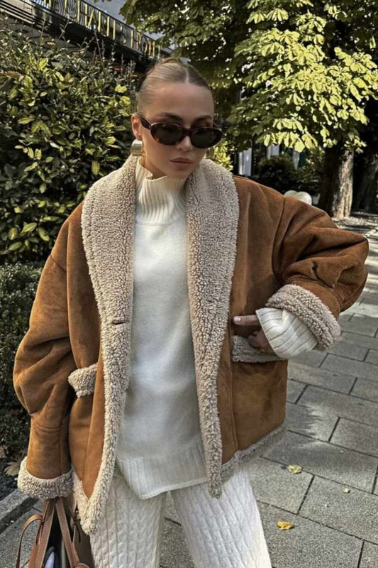 Anoura - Kontrast Yaka Polar Ceket