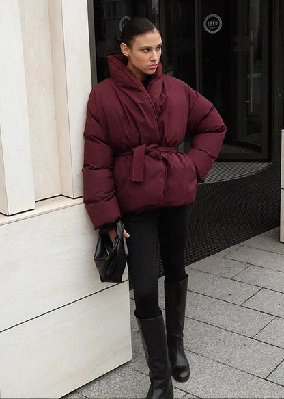 Luxura Kapitone Kuşaklı Puffer Mont Niebbla