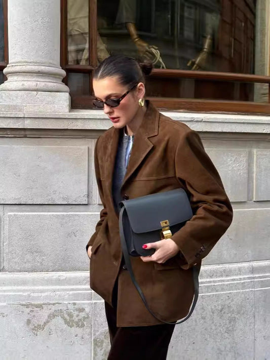 Clarine Klasik Kahve Blazer Niebbla