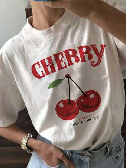 Kiraz Baskılı Oversize Bluz Niebbla
