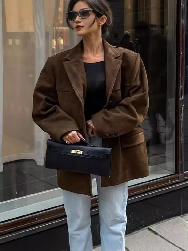Clarine Klasik Kahve Blazer Niebbla