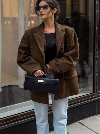 Clarine Klasik Kahve Blazer Niebbla