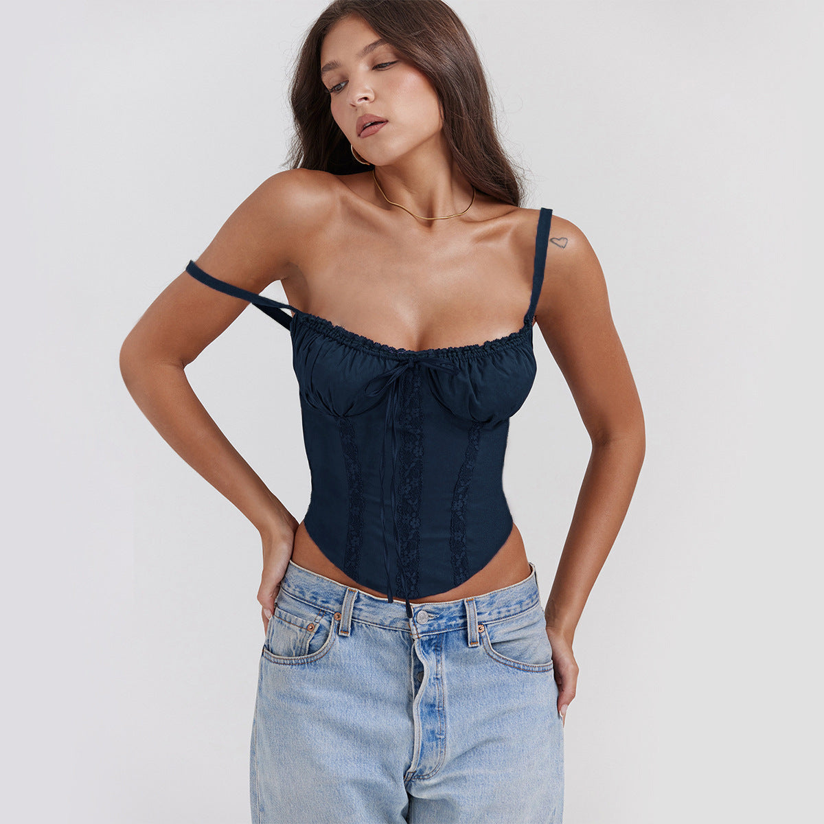 Askılı Korse Görünümlü Crop Niebbla