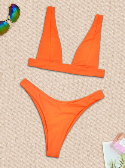 Turuncu Çapraz Bordürlü Bikini Takımı Siaora