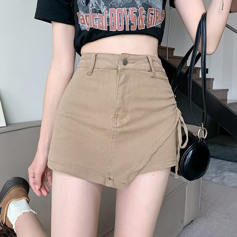 Bağcıklı Asimetrik Kot Etek Niebbla