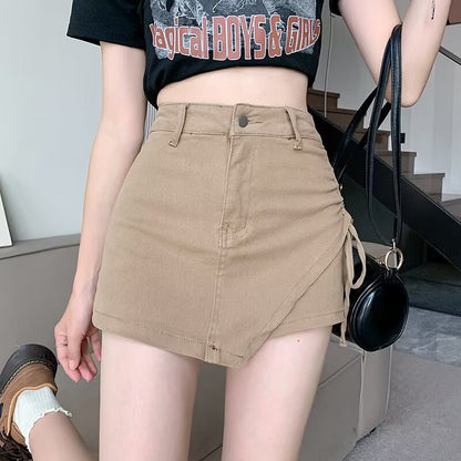 Bağcıklı Asimetrik Kot Etek Niebbla