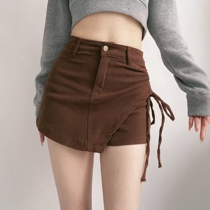 Bağcıklı Asimetrik Kot Etek Niebbla