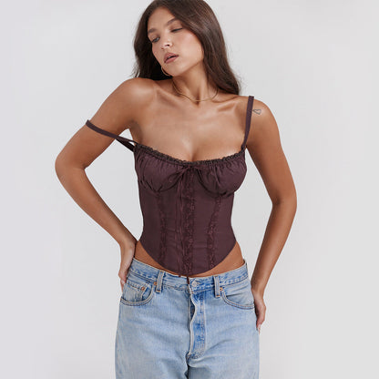Askılı Korse Görünümlü Crop Niebbla