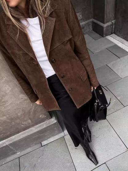 Clarine Klasik Kahve Blazer Niebbla