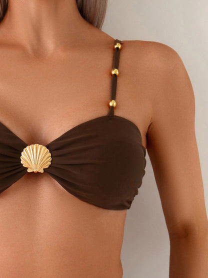 Düz Renk Askılı Tüp Üst Bikini Niebbla