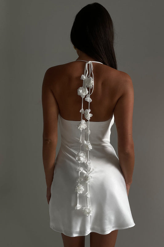 Otillie Rose Halter Mini Elbise - Beyaz Quvarse
