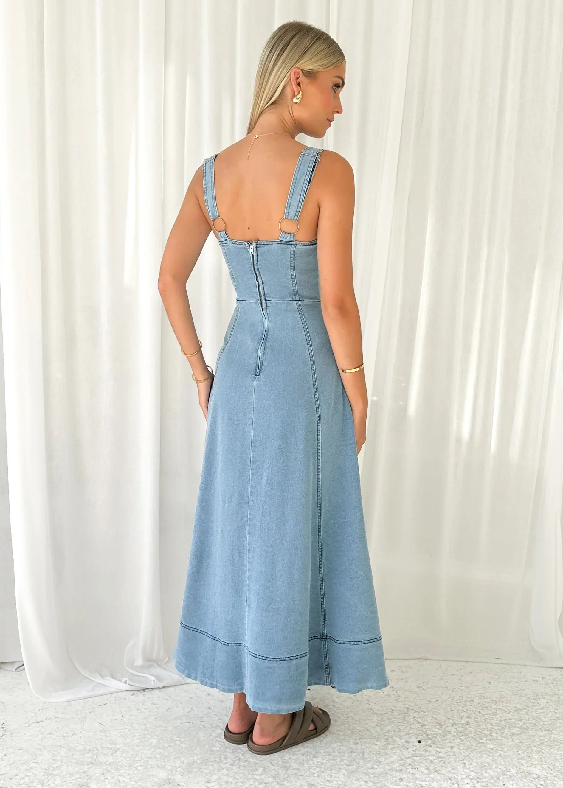Heavenly Denim Maxi Elbise Siaora