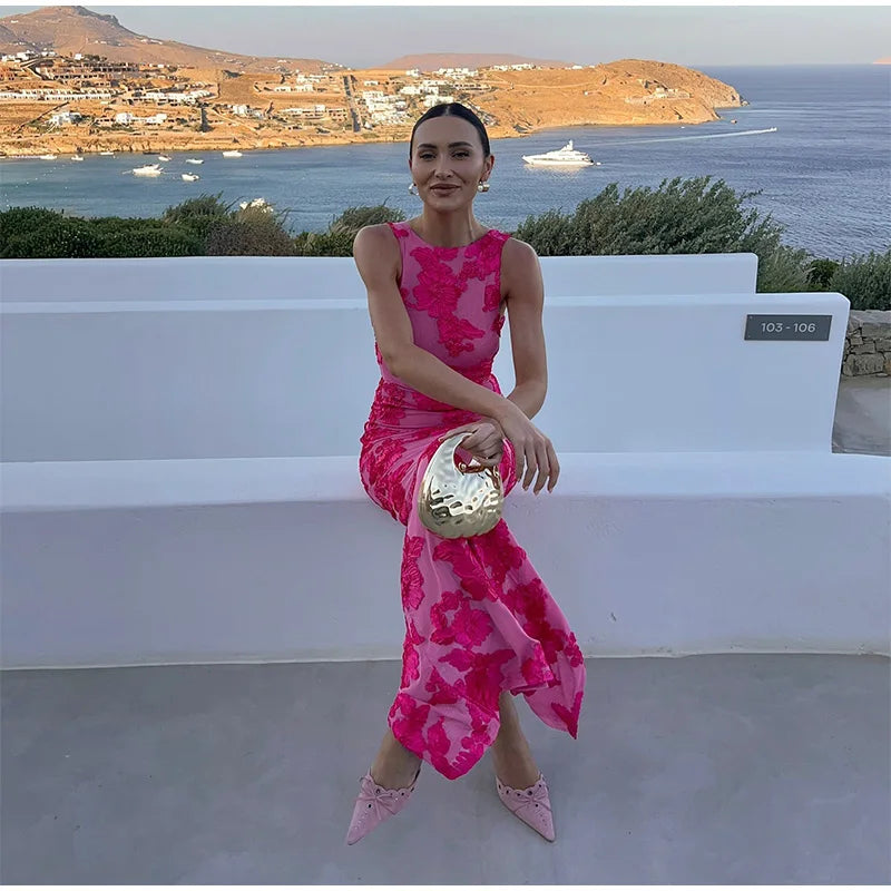 Alora Zarif Çiçekli Uzun Elbise Niebbla
