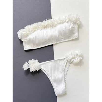 Bandeau Fırfırlı Buruşuk Bikini Takımı Siaora