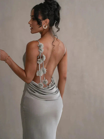 Cassiane - Çiçek Patchwork'lü Saten Maxi Elbise Mağazam