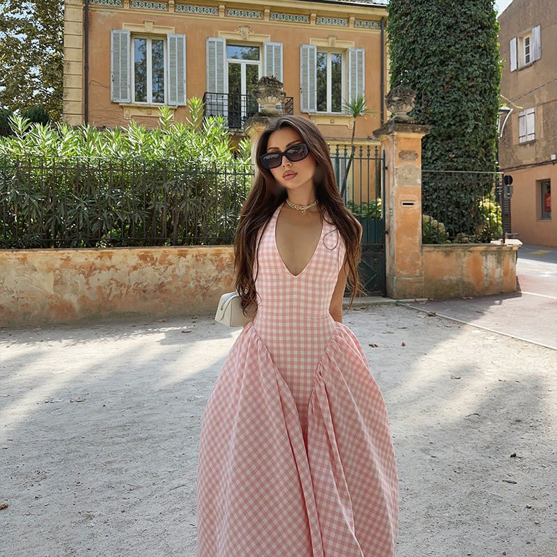 Romina | Ekose Desenli Midi Elbise THESVELTECHIC