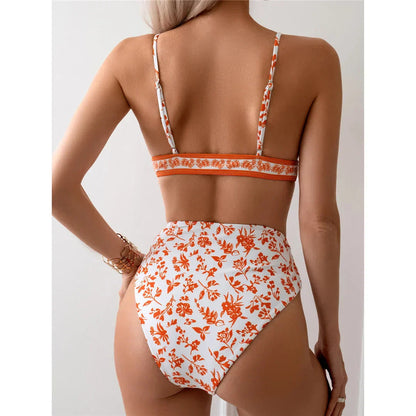 Çiçekli Yüksek Kesim Bikini Takımı Siaora