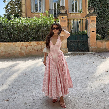 Romina | Ekose Desenli Midi Elbise THESVELTECHIC