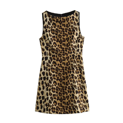 Leopar Desenli Mini Elbise Siaora