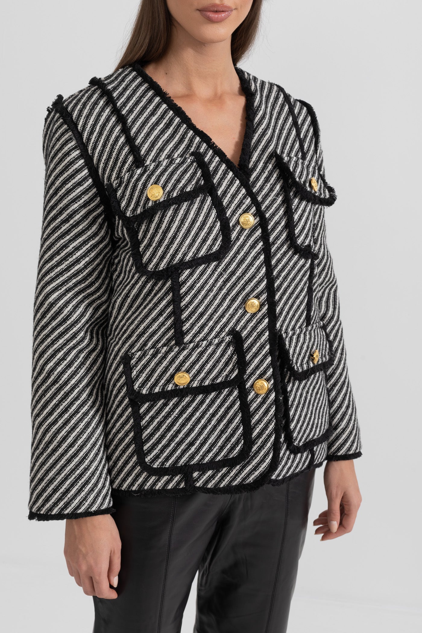 Çizgili Tüvit Blazer Siaora