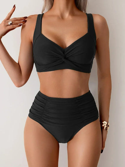 Salène Fırfırlı Kumaşlı Bandeau Bikini Niebbla