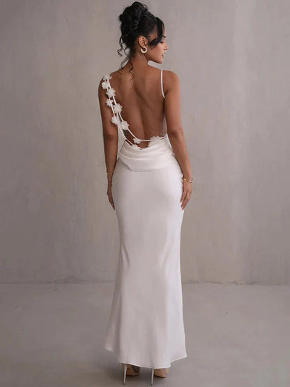 Cassiane - Çiçek Patchwork'lü Saten Maxi Elbise Mağazam