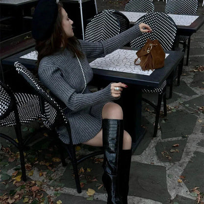 Beyaz Örgü Kadın Mini Elbise Siaora