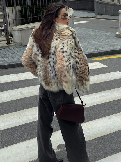 Serith - Leopar Desenli Kürk Ceket
